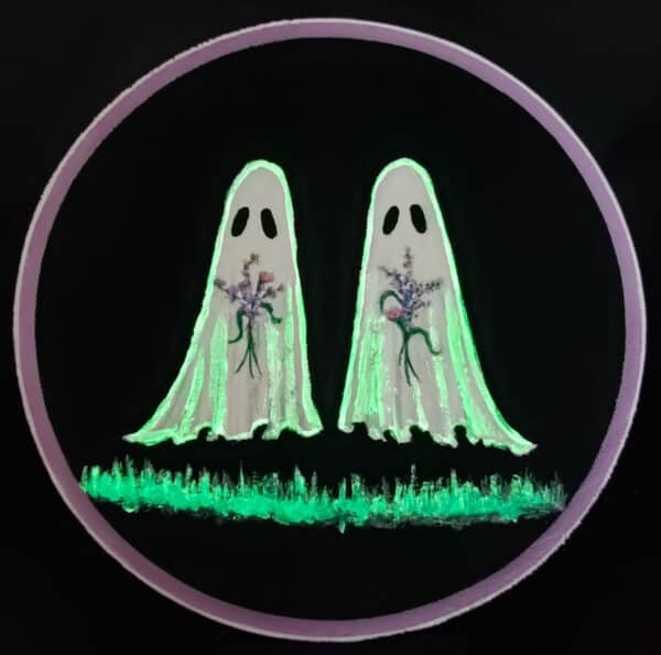 LAVENDER GHOSTS Glowing Wood Round [SOLD]