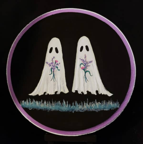 LAVENDER GHOSTS Glowing Wood Round [SOLD]