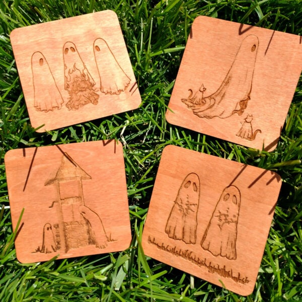 WOOD GHOST COASTERS - SET #01