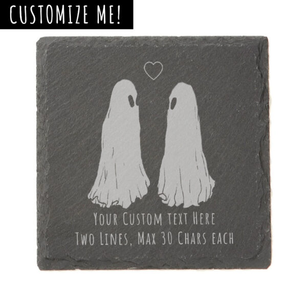 A slate tile etched with Flukelady's Ghost Love piece, along with custom text of your choice.