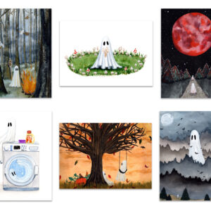 6 art prints from the Ghostober 2021 collection by Flukelady.