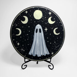 Glowing Moon Phase Ghost Wood Round