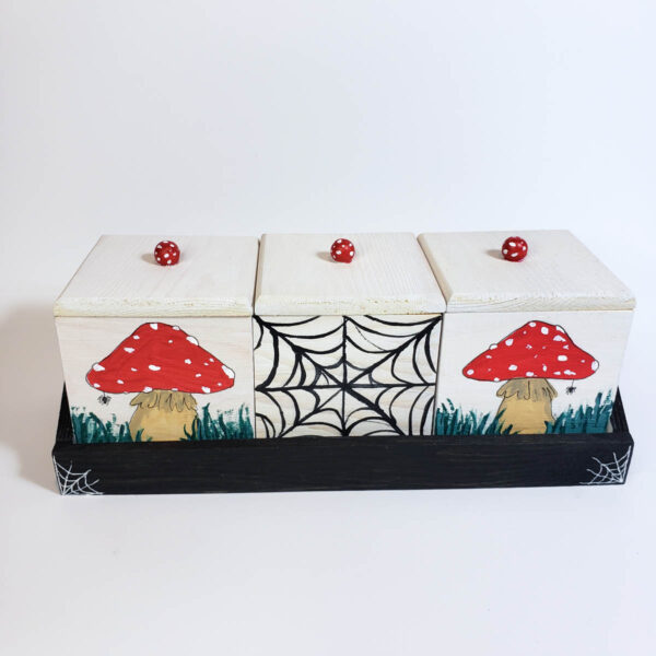 Mini Mushroom Ghost Boxes & Rack