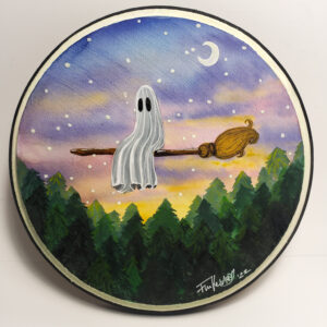 Ghost Witch - Glowing Wooden Plaque