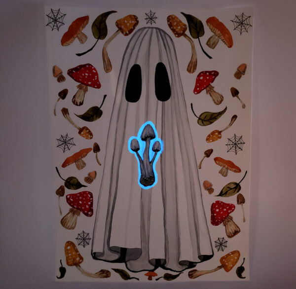 The Haunted Mushroom Ghost - Glowing Painting