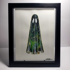 Green Galaxy Ghost - Framed Glow in the Dark Painting