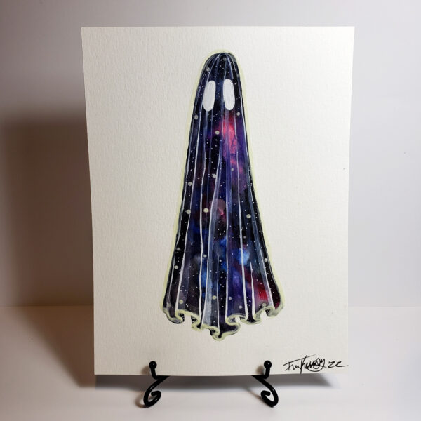 Purple Galaxy Ghost - Framed Glow in the Dark Painting