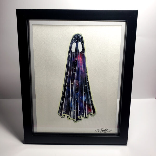 Purple Galaxy Ghost - Framed Glow in the Dark Painting