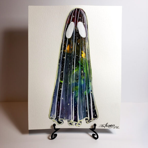 Rainbow Galaxy Ghost - Framed Glow in the Dark Painting