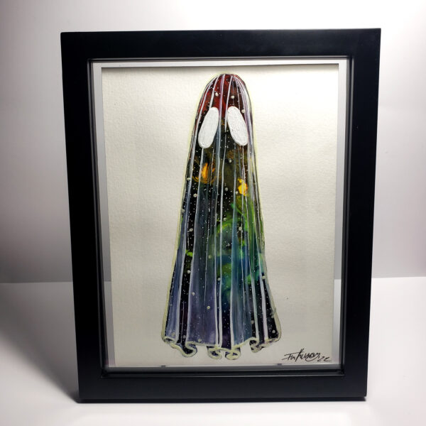 Rainbow Galaxy Ghost - Framed Glow in the Dark Painting