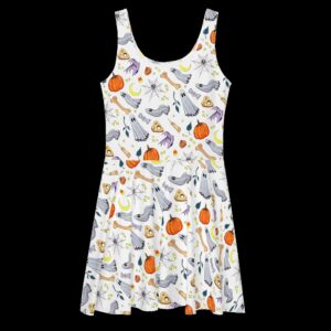 Ghostober Pattern Dress - White