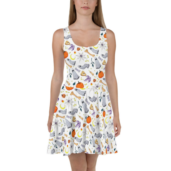 Ghostober Pattern Dress - White