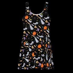 Ghostober Pattern Dress – Black