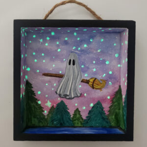 Glowing Ghost Witch- Original Painting on Wood