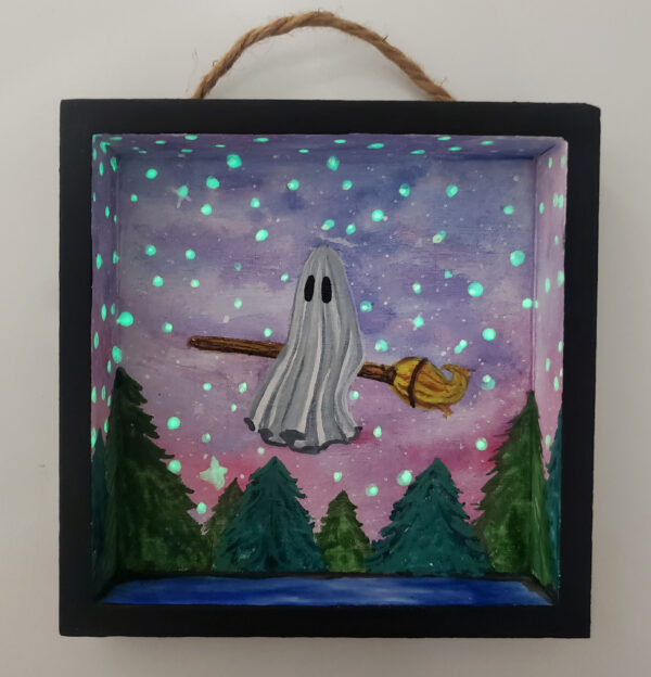 Glowing Ghost Witch- Original Painting on Wood