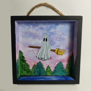 Glowing Ghost Witch- Original Painting on Wood