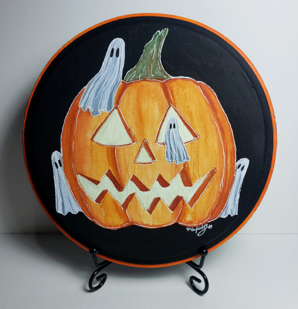 Little Pumpkins Ghosts - Glowing Wooden Plaque