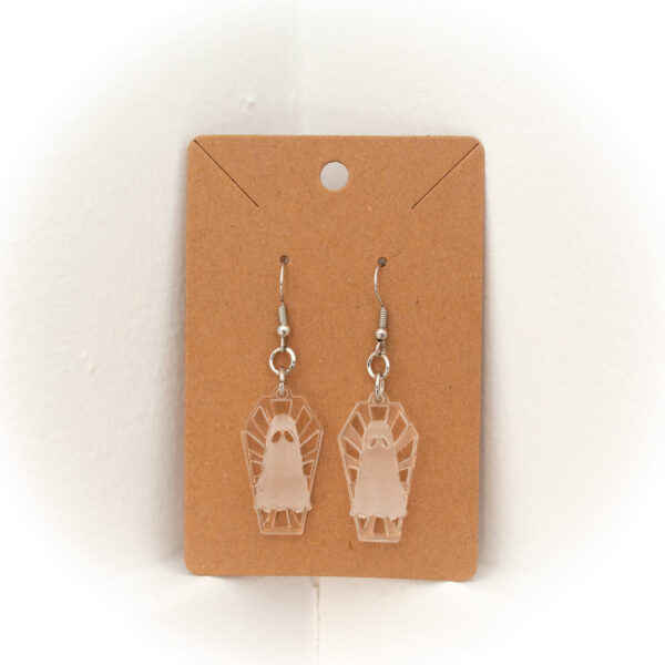 Coffin Ghost Earrings w/ Illuminated Display Stand