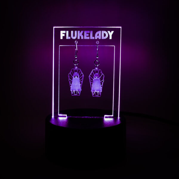 Coffin Ghost Earrings w/ Illuminated Display Stand