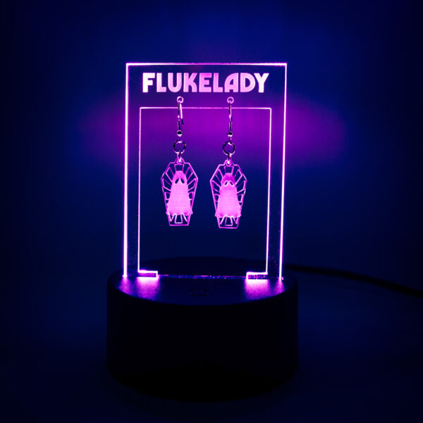 Coffin Ghost Earrings w/ Illuminated Display Stand