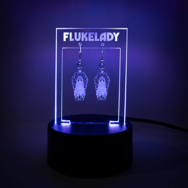 Coffin Ghost Earrings w/ Illuminated Display Stand