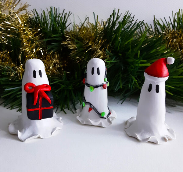 Adopt A Ghosts - Holiday Ghosts Clay Statuette Set of 3