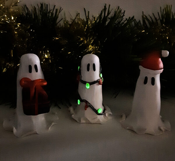 Adopt A Ghosts - Holiday Ghosts Clay Statuette Set of 3