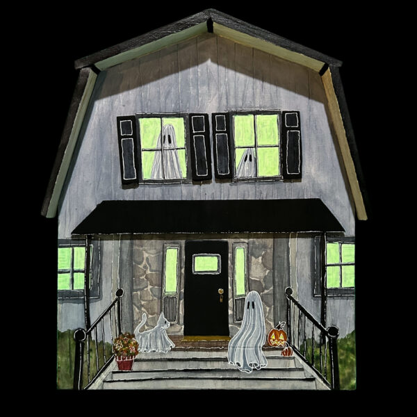 Ghost House - Glowing Painting on Wood