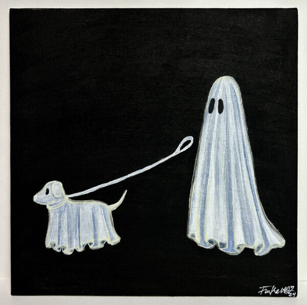 GHOST + GHOST DOG Glowing Canvas Painting