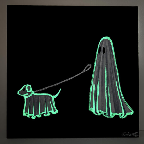 GHOST + GHOST DOG Glowing Canvas Painting