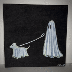 GHOST + GHOST DOG Glowing Canvas Painting