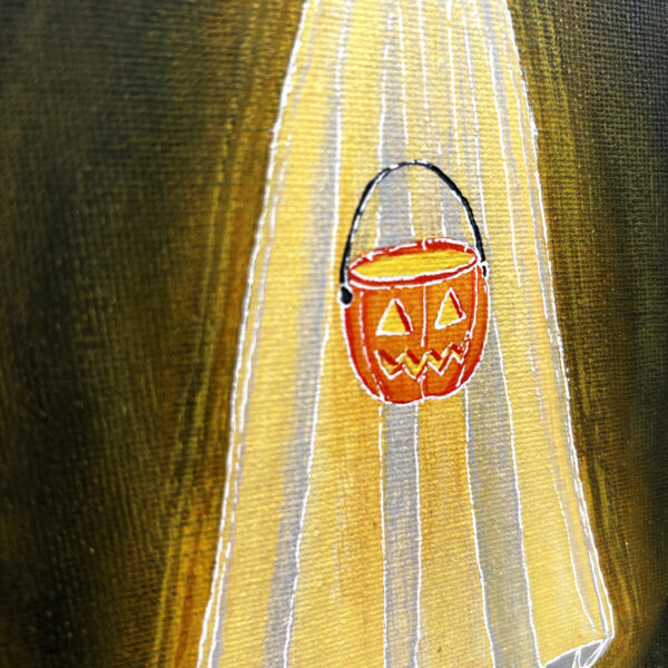 Glowing Pumpkin Bucket Ghost on Canvas