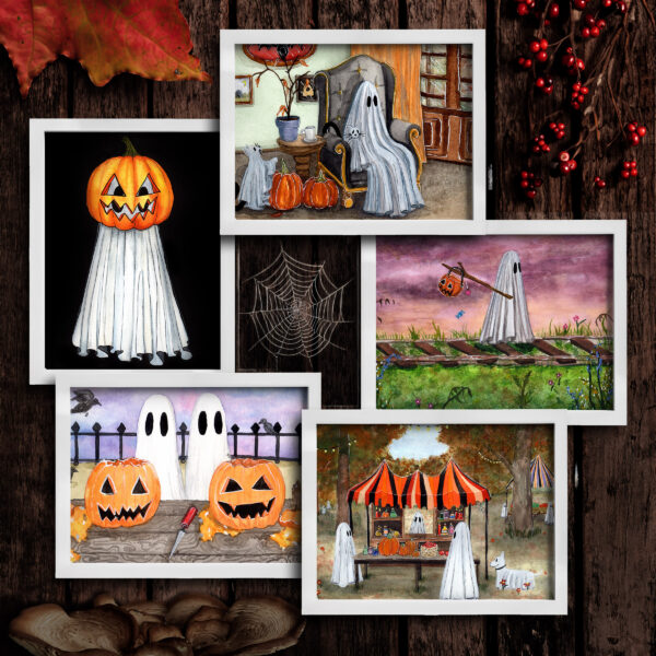 Pumpkins & Ghosts Print Pack - Set of 5