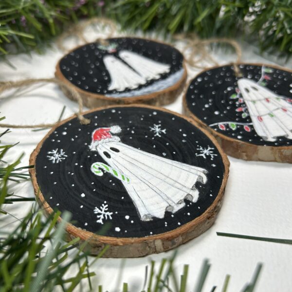 Hand-Painted Holiday Ghost Ornaments