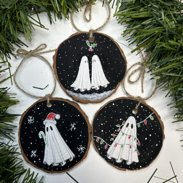 Hand-Painted Holiday Ghost Ornaments