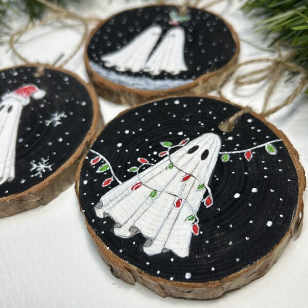 Hand-Painted Holiday Ghost Ornaments