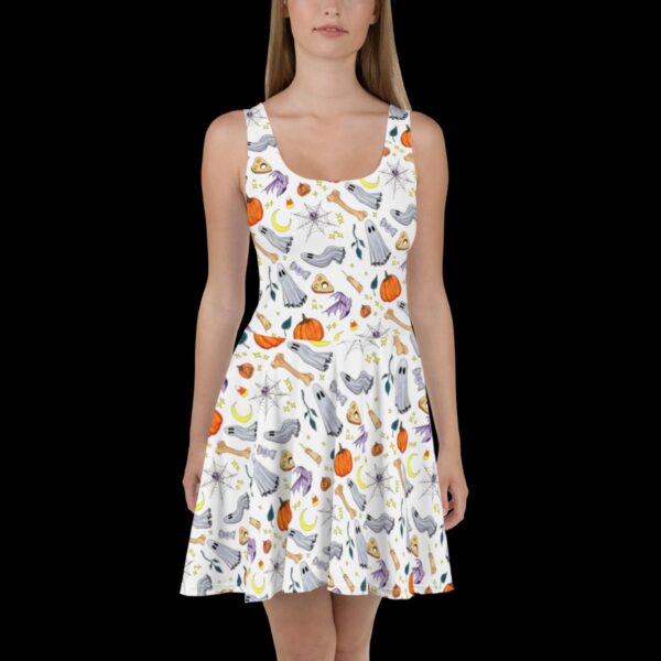 Ghostober Pattern Dress - White