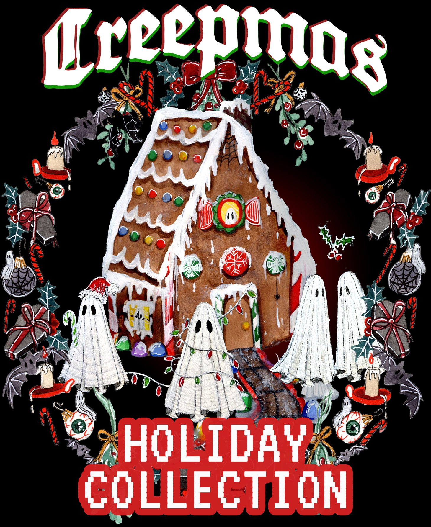 Creepmas Holiday Ghost Art & Merchandise Collection by Flukelady