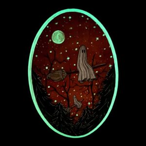 Ghost Witches - Glowing Wood Plaque