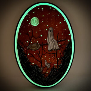 Ghost Witches - Glowing Wood Plaque