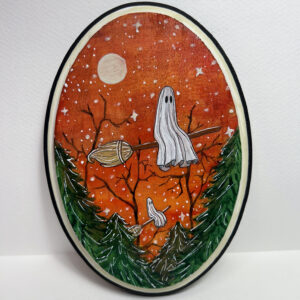 Ghost Witches - Glowing Wood Plaque