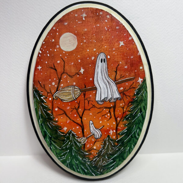 Ghost Witches - Glowing Wood Plaque