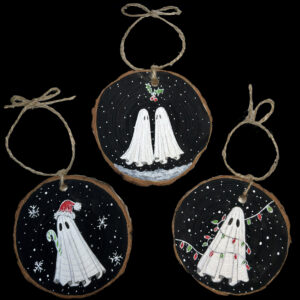 Hand-Painted Holiday Ghost Ornaments